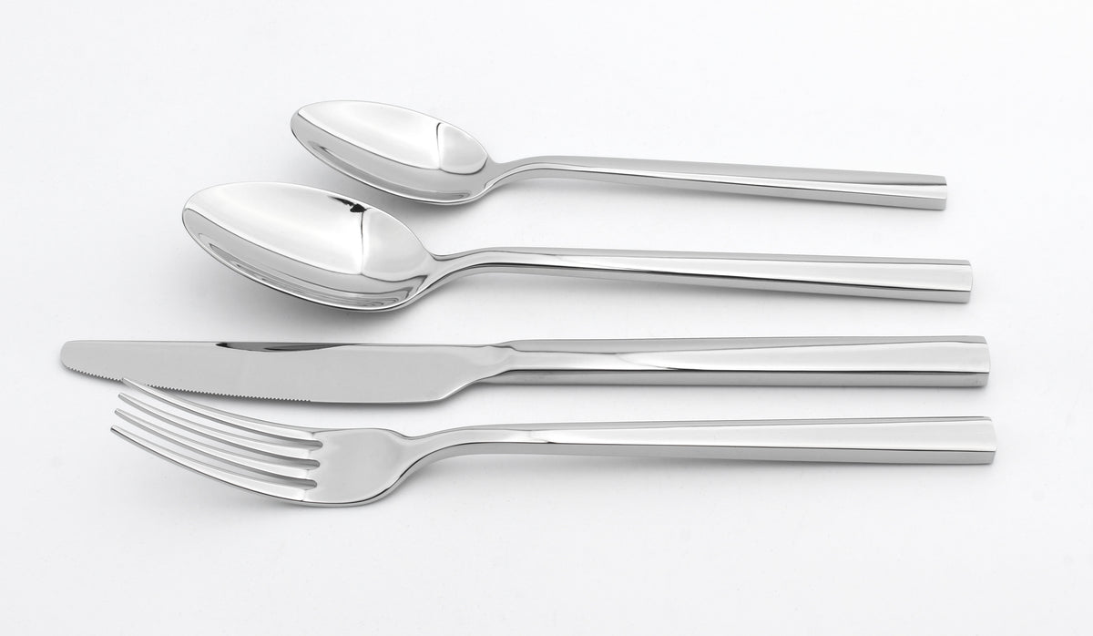 Cutlery Sets Stainless Steel 18/8 Forks Spoons Catering Flat | Set of 24 | Silver