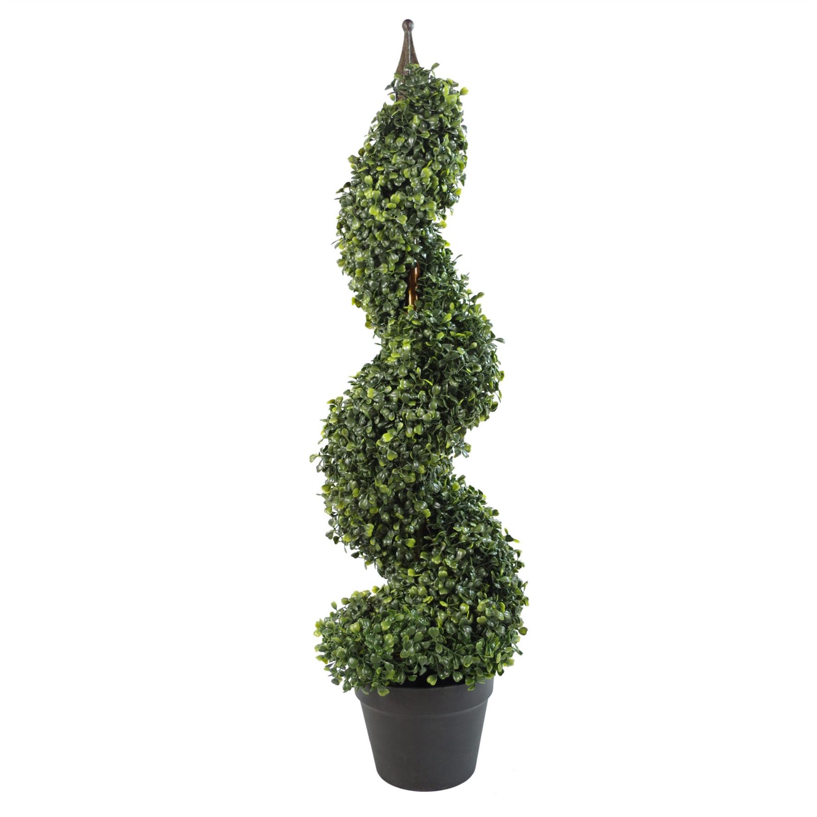 90cm Tall Artificial Boxwood Tower Tree Topiary Spiral Metal Top
