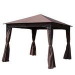 Garden Metal Gazebo Marquee Patio Party Tent Canopy Shelter | Brown