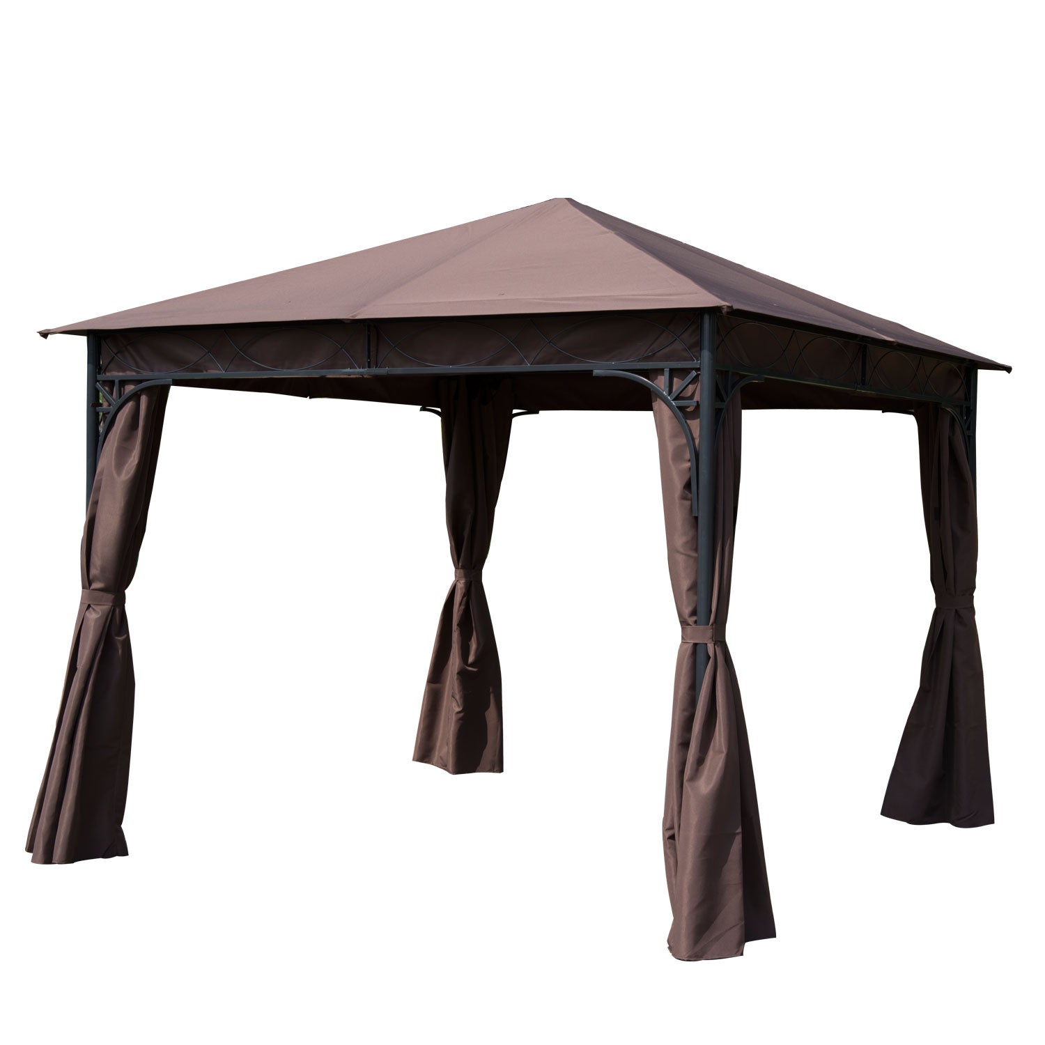 Garden Metal Gazebo Marquee Patio Party Tent Canopy Shelter | Brown