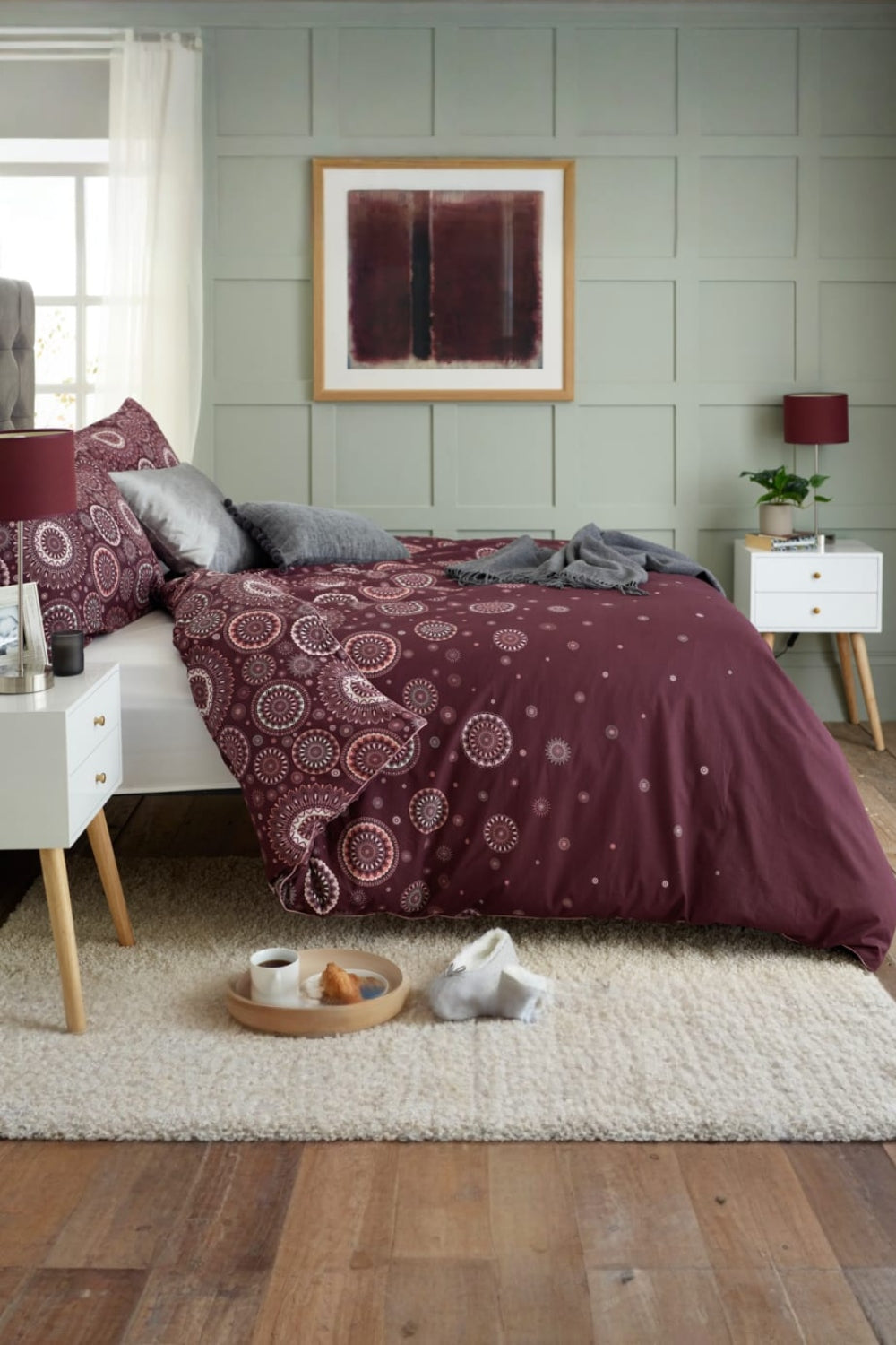 Mandala Fading Bedding Set –  100% Cotton, Soft & Breathable Print | Single | Maroon