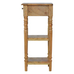 Turned Leg Telephone Table, 1 Drawer, 2 Open Shelf, Brown