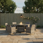 Amazon Rattan Fire Pit Dining Set - Round Table With Chairs | 6 Chairs | Grey
