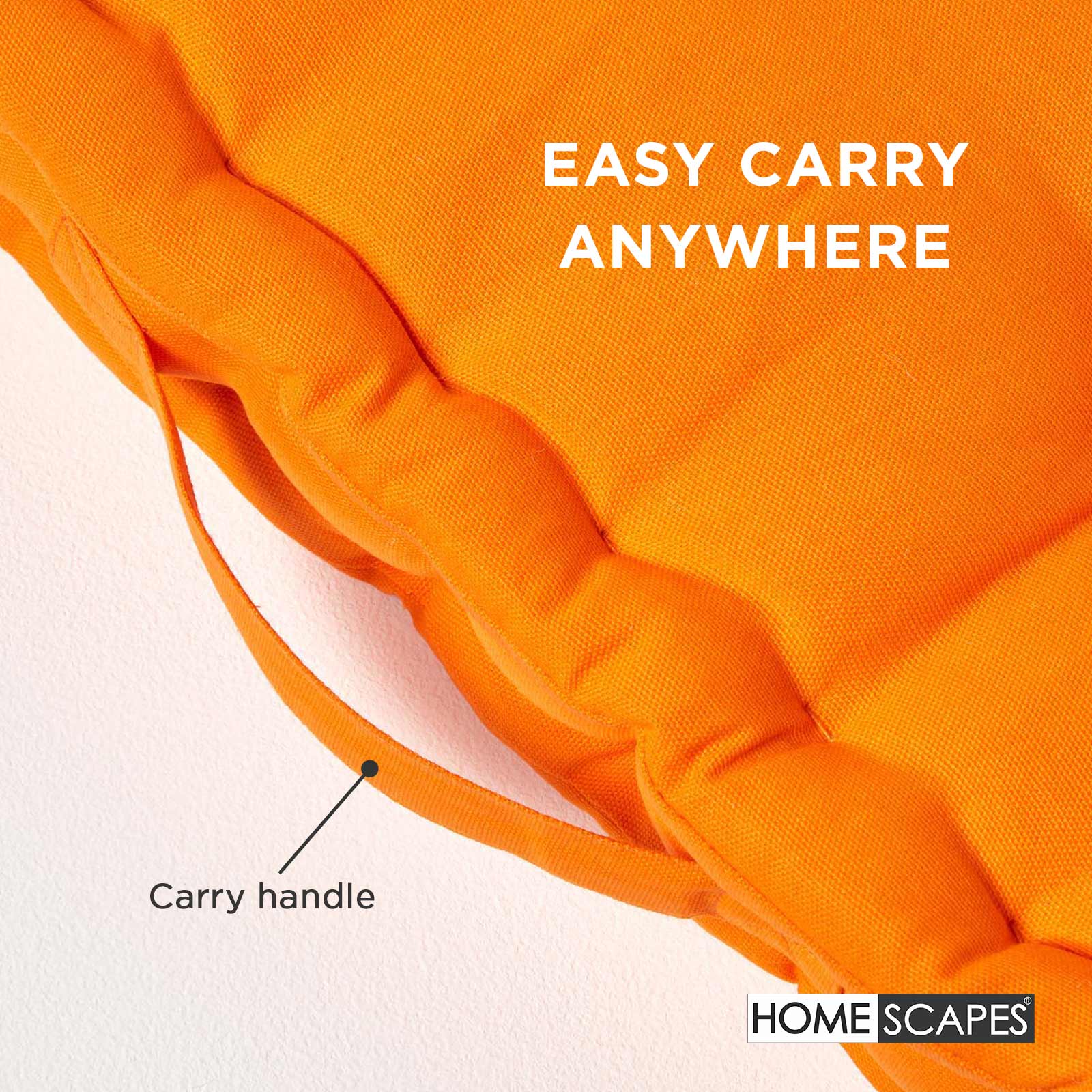 Cotton Plain Floor Cushion | 40cm x 40cm | Orange