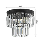 Modern Double Layer Crystal Prisms Flush Mount Ceiling Light Metal Base Chandelier Lamp