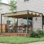 Metal Pergola Gazebo Patio Sun Shelter Retractable Canopy | Medium | Khaki