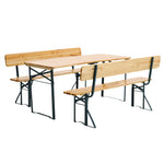 3-pieces Contemporary Folding Wooden Garden Bench Set For Outdoors