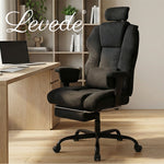 Ergonomic Office Chair Suede Fabric Wide Seat 155° Recline Footrest | Black
