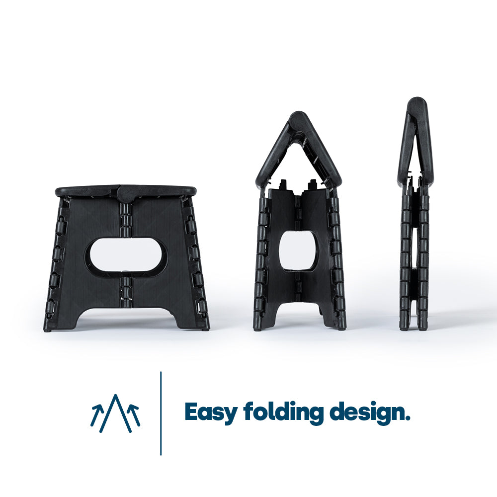 Compact Folding Step Stool With Non-slip Surface | Black