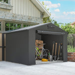 8x4ft Garden Storage Shed Roll-up Zipper Door Dark Grey