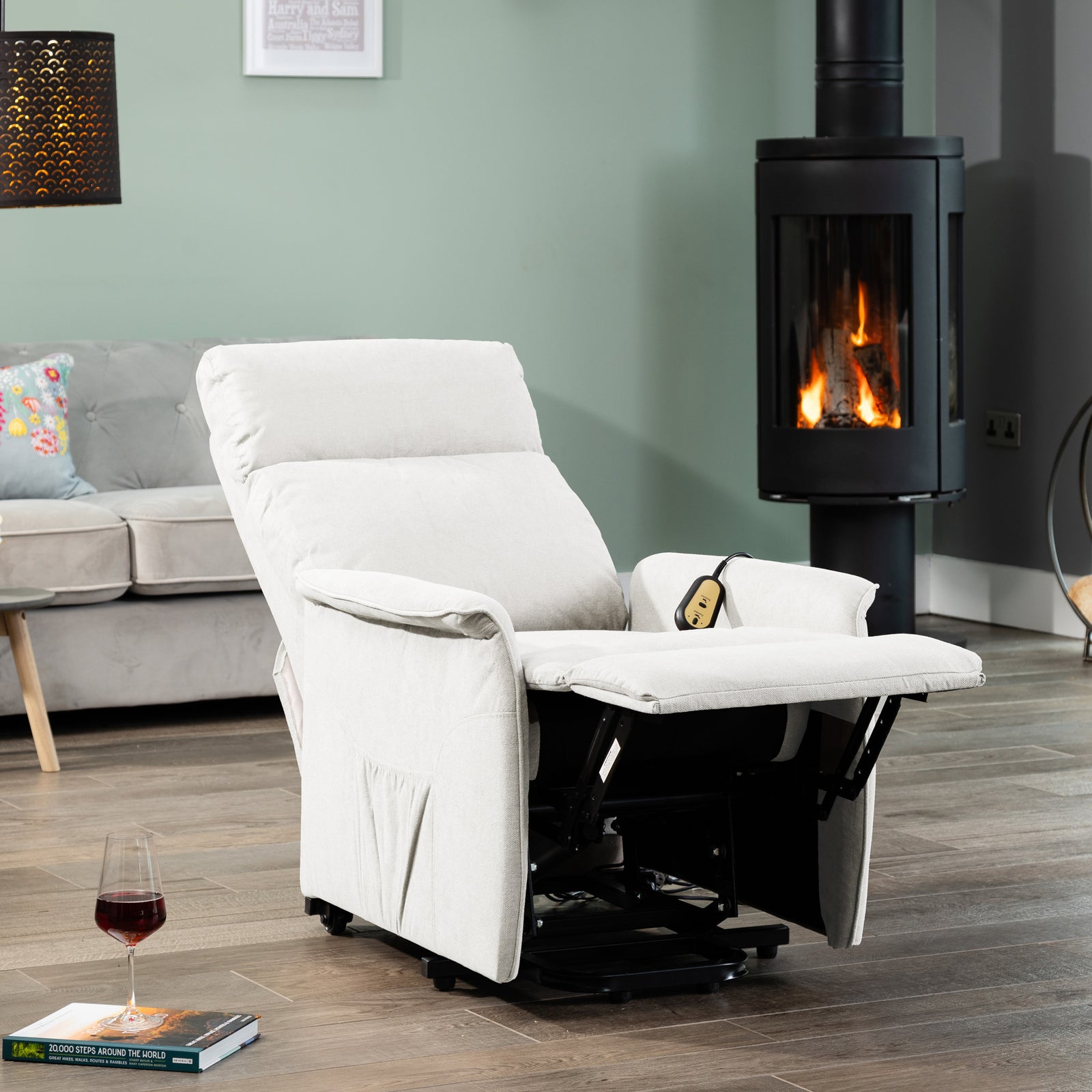 Milan Electric Lift Assist Rise And Recline Chair | Stone