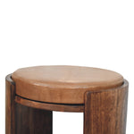 Solid Wood Savoy Leather Stool