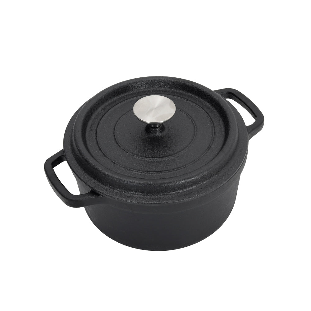 14cm/20cm Dia Mini Cast Iron Dutch Oven With Lid | Large | Black