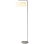 HOMCOM Floor Lamp, Modern Standing Lamp With Linen Lampshade, Silver Tone