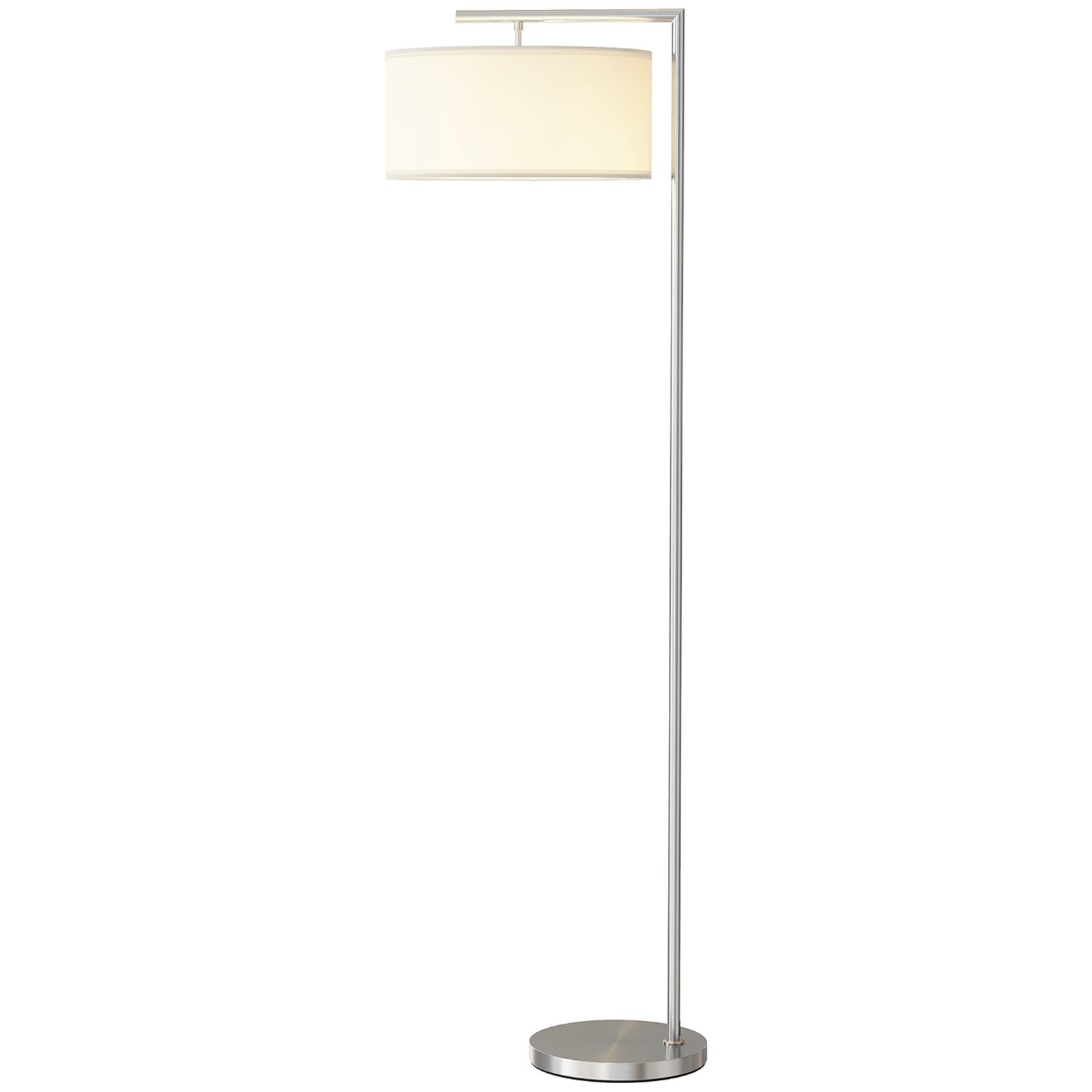 HOMCOM Floor Lamp, Modern Standing Lamp With Linen Lampshade, Silver Tone