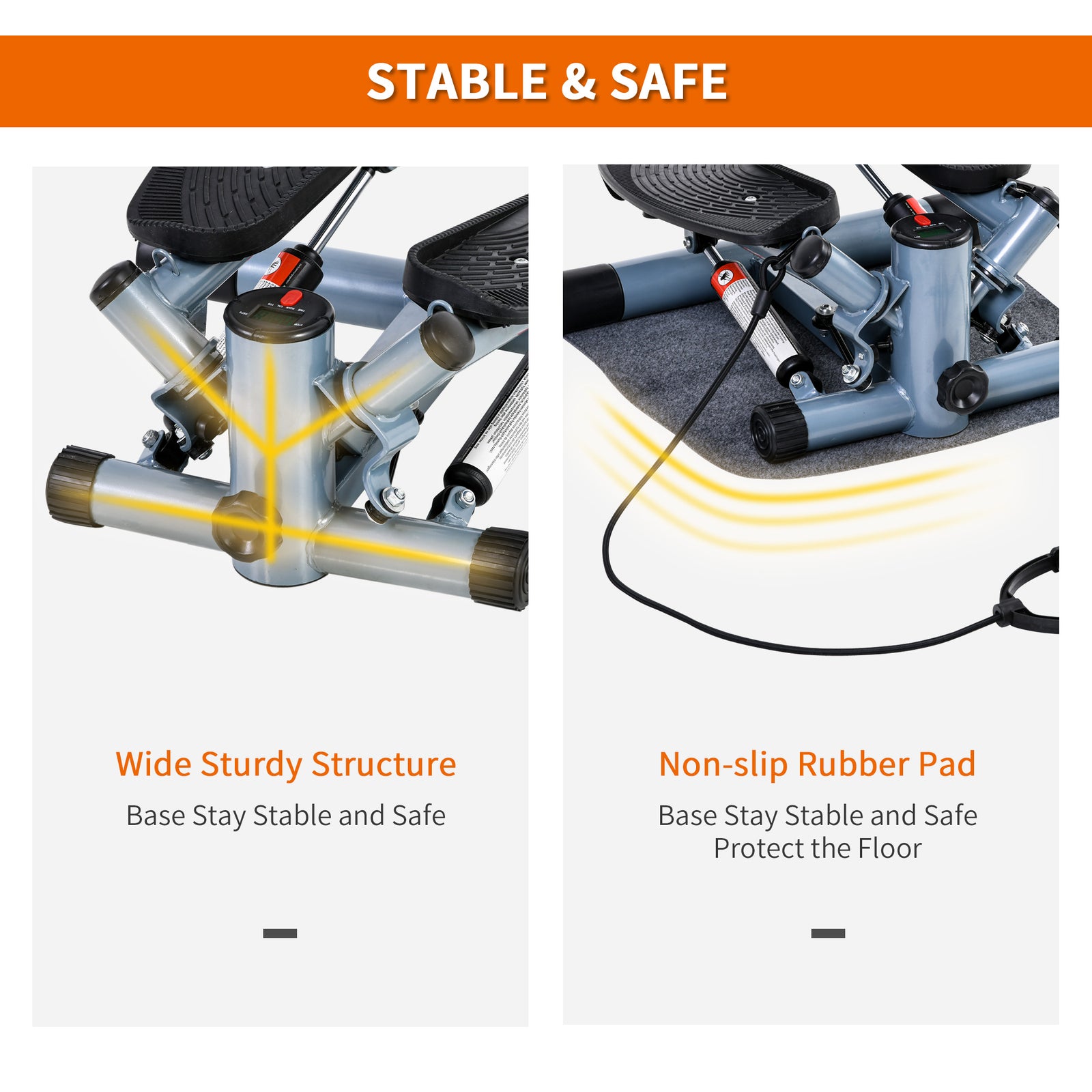 Stepper Machine With Resistance Bands And Cushion Mat | Black
