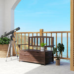 Outdoor 2 Seater Garden Bench, Garden Storage Bench With Backrest | Brown