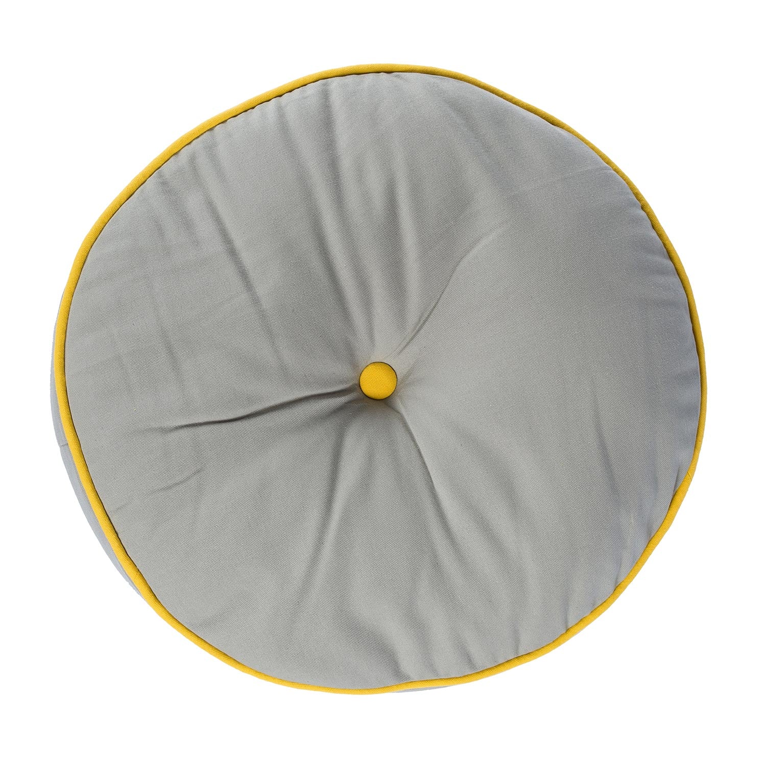 Round Plain Floor Cushion | 43cm x 43cm | Yellow & Grey