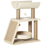 Cat Tree Kitten Tower W/ Scratching Post, Pad, Bed, Perch, Ball | Brown