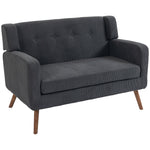 2 Seater Sofa, 118 Cm Corduroy Small Loveseat Sofa | Dark Grey