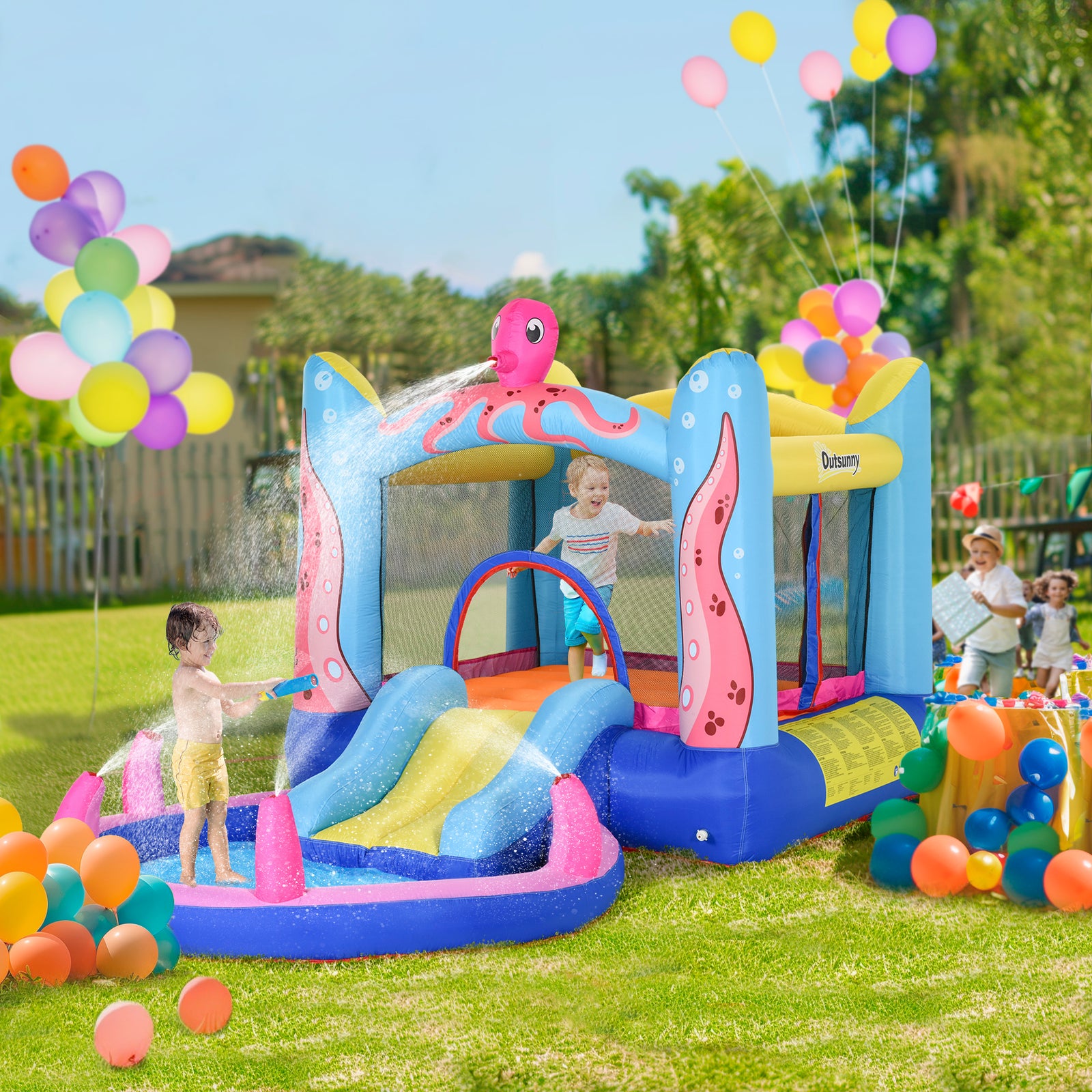 Bouncy Castle W/ Slide Water Pool Trampoline, Blower 3.6 X 1.75 X 1.8m