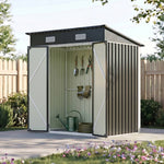 Breeins 6x4ft Lockable Metal Outdoor Storage Shed with Pent Roof, Double Hinge Doors & Air Vents, Weather-Resistant Garden Tool Storage House