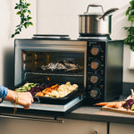 28l Mini Oven With 2 Hobs - Electric Countertop Cooker | 28l | Black & Silver