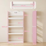 AIYAPLAY Kids Bookshelf Bookcase With 4-tier Shelves For Living Room, Pink