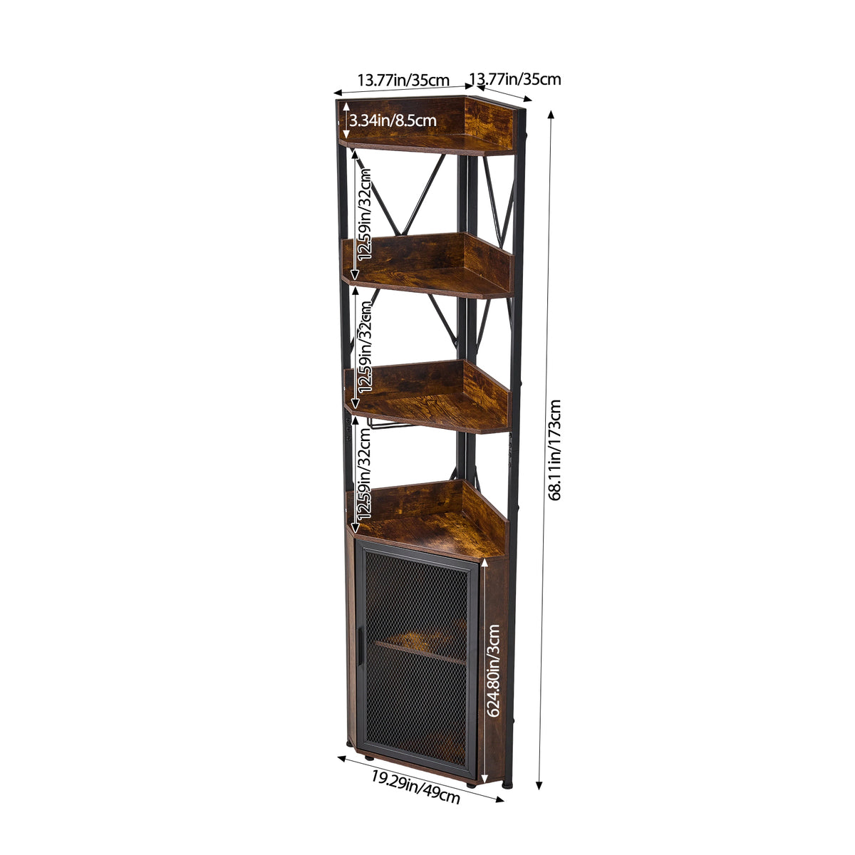 Living and Home Freestanding Tall Corner Wine Rack Bar Cabinet With Glass Holder