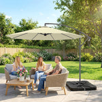 3(m) Banana Parasol Cantilever Umbrella Garden W/ Base Weights | Brown
