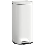 30l Kitchen Bin, Pedal Bin With Lid, Removable Inner Bucket | Cream
