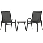3pcs Bistro Set With Breathable Mesh Fabric And Psc Board | Black