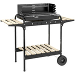 Outsunny Charcoal Barbecue Bbq Grill Trolley W/ 5-level Ash Catcher