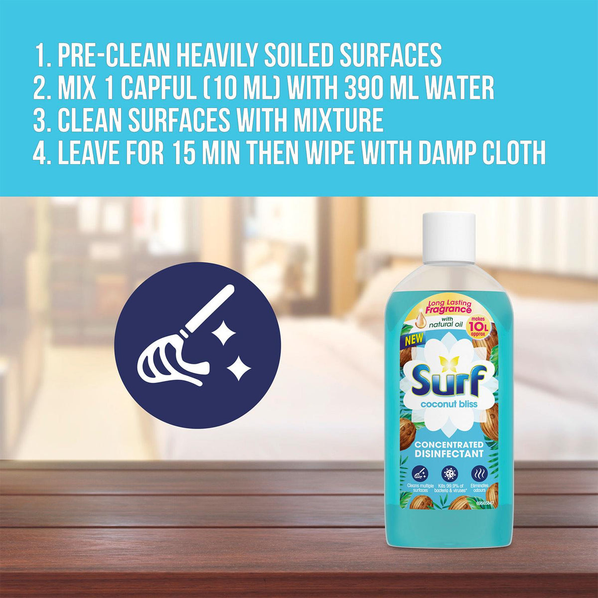 Concentrated Disinfectant Coconut Bliss Multi-purpose Cleaner, 240ml, 4pk | Set of 4