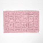 Tufted Cotton Blend Tile Design Bath Mat | 50 x 80cm | Blush Pink