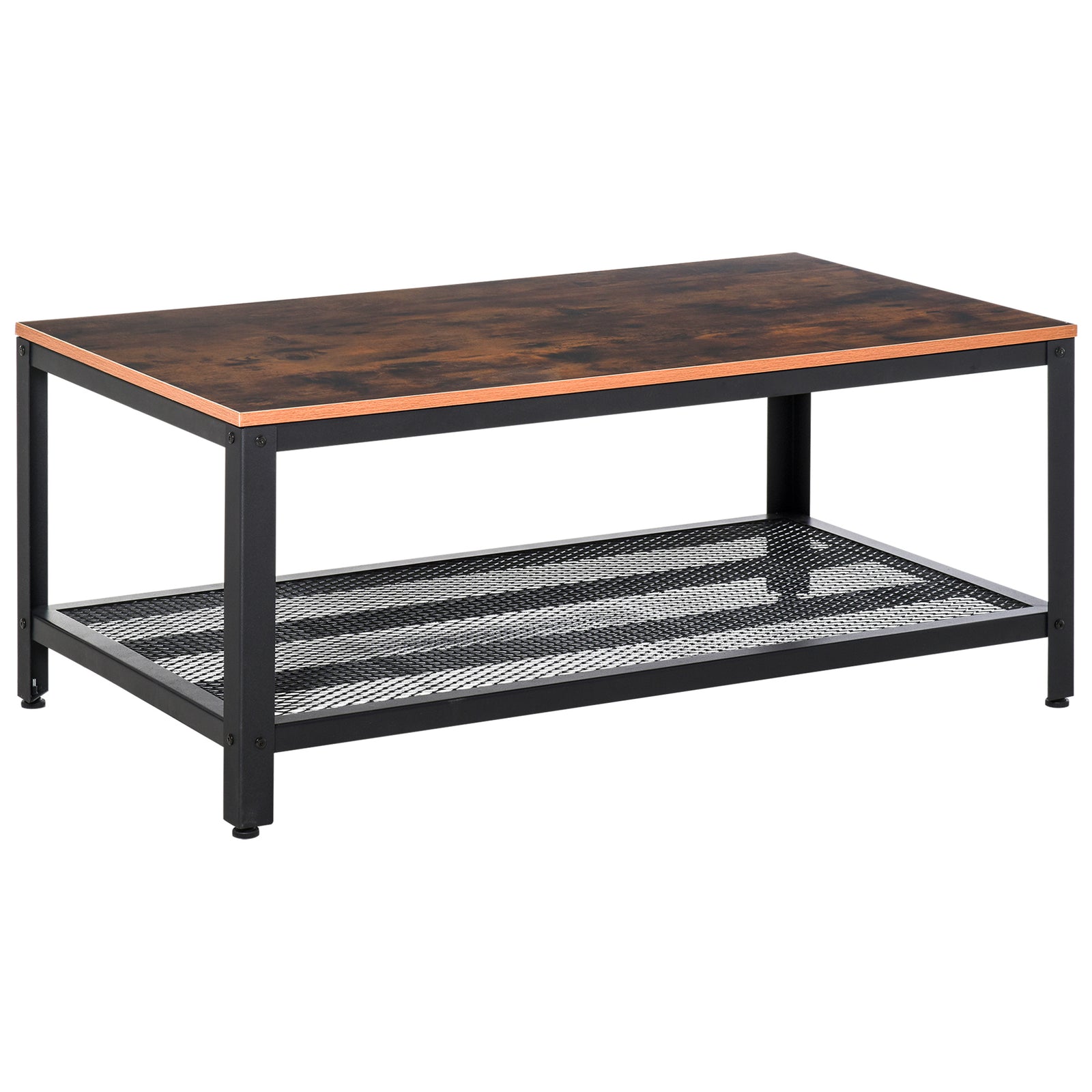 Retro Industrial Coffee Table With Shelf