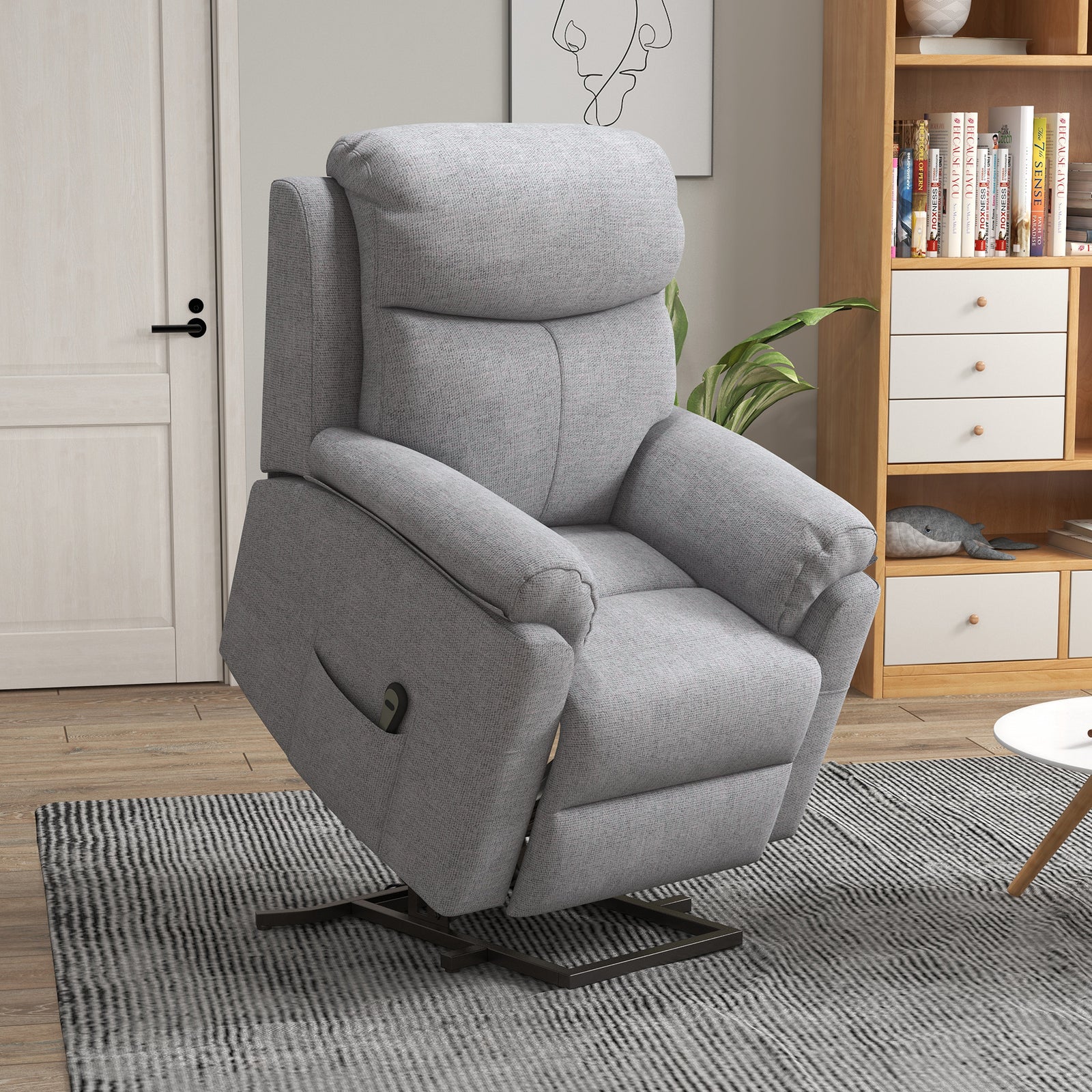 Power Lift Recliner Electric W/ Remote Control Grey