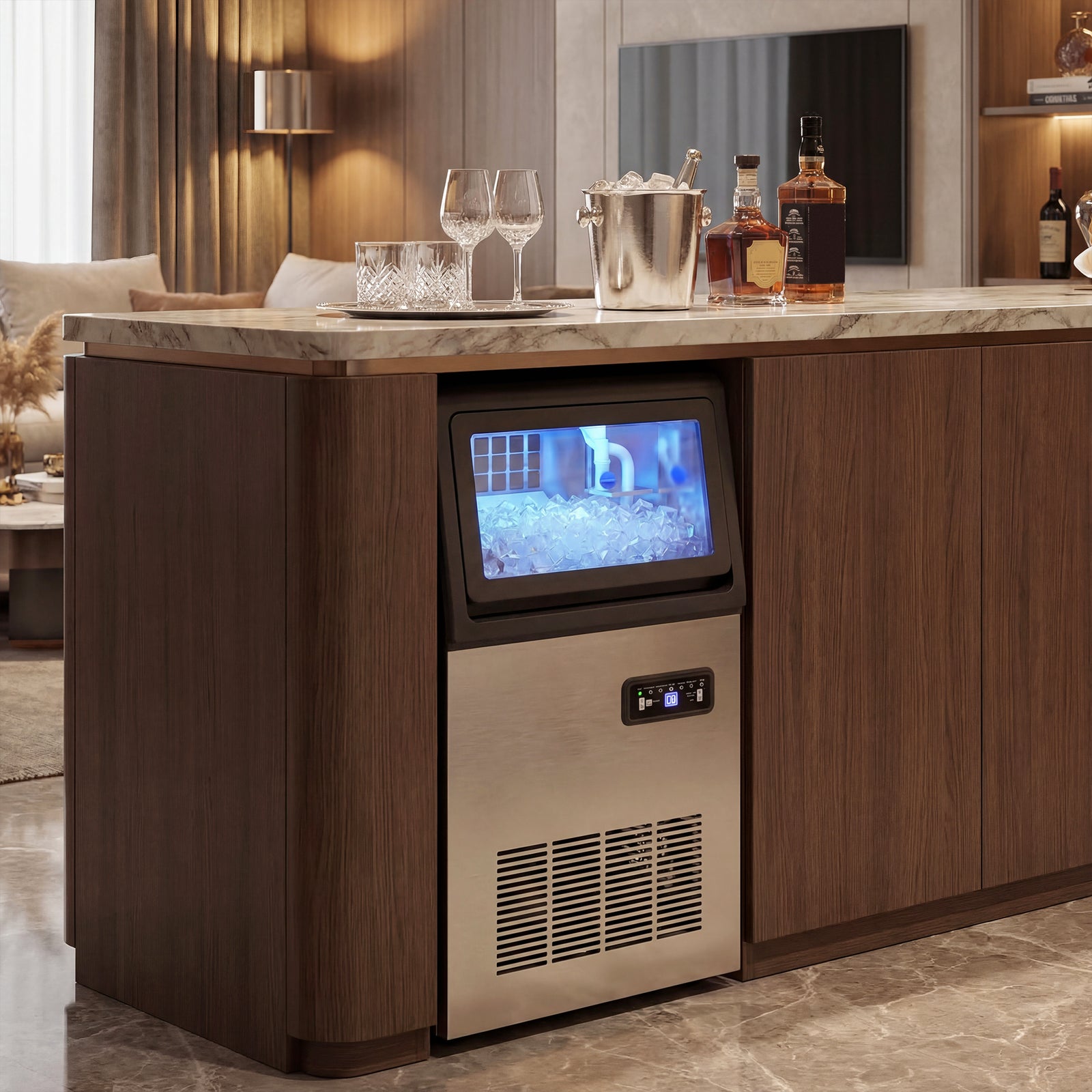24h Commercial Ice Maker Machine With Auto Self-cleaning | 45kg | Silver