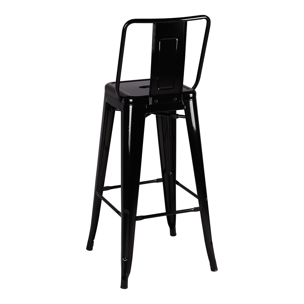 Set Of 4 Metal Frame Industrial Style High Chair Bar Stool