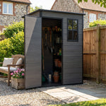 5x3ft Plastic Garden Storage Shed With Lockable Door, Front Window