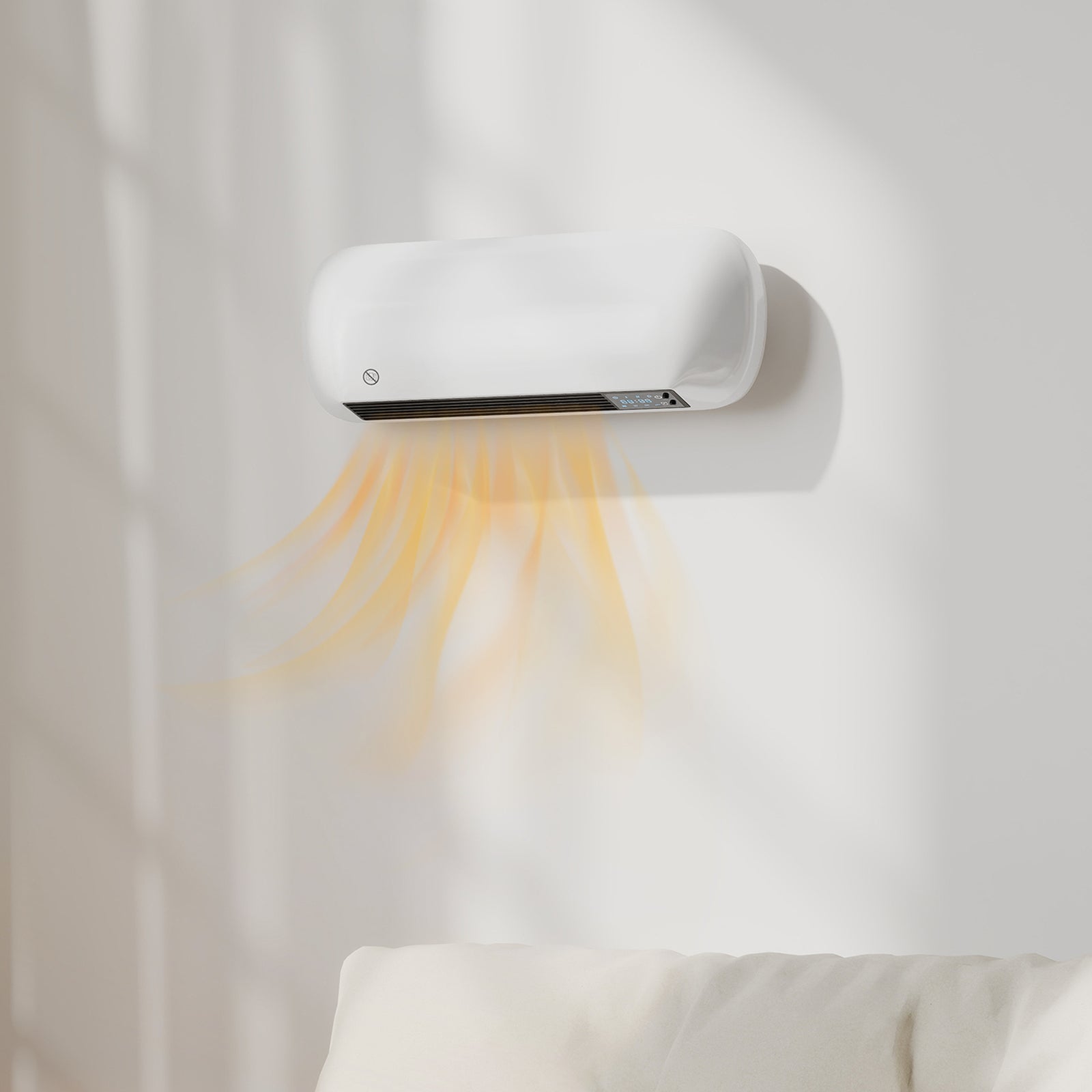 Ceramic Electric Heater 2000w With Fan, Wall Mounted | White
