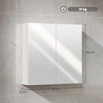 HOMCOM Bathroom Mirror Cabinet Wall Mounted, 60 X 15 X 60 Cm, White