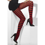 Opaque Tights, Red & Black, Striped