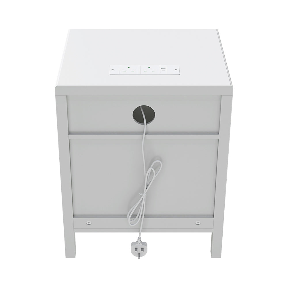 Bedside Tables With Charging Station & Drawers | Set of 2 | White