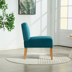 Corina Velvet Fabric Armless Accent Chair | Teal