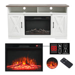 Electric Fireplace Suite, Black Fire With White Tv Stand Surround, Timer & Remote Control