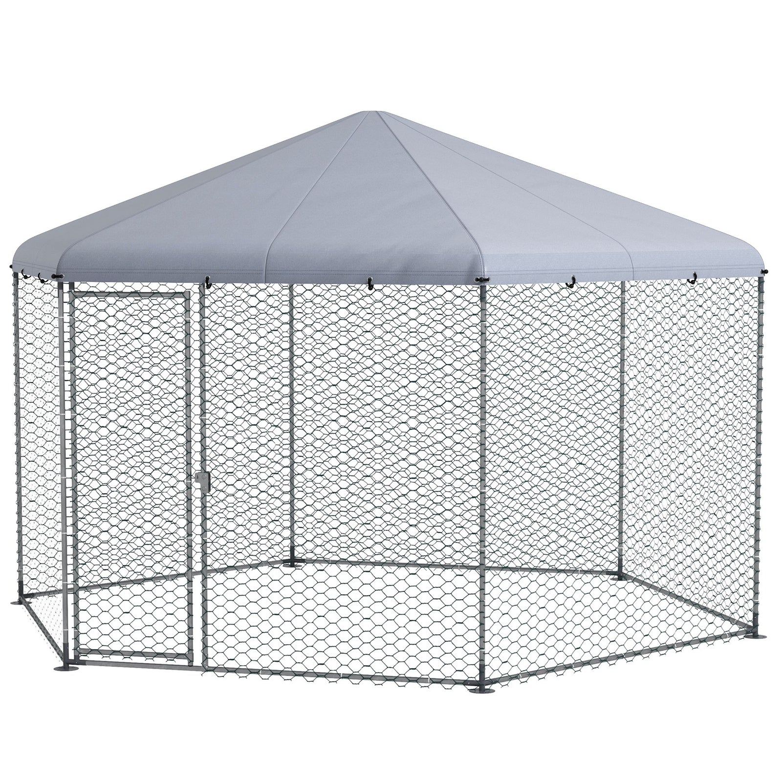 Pawhut Walk-in Chicken Run W/ Cover, For 10-15 Chickens, Hens, Rabbits, Ducks