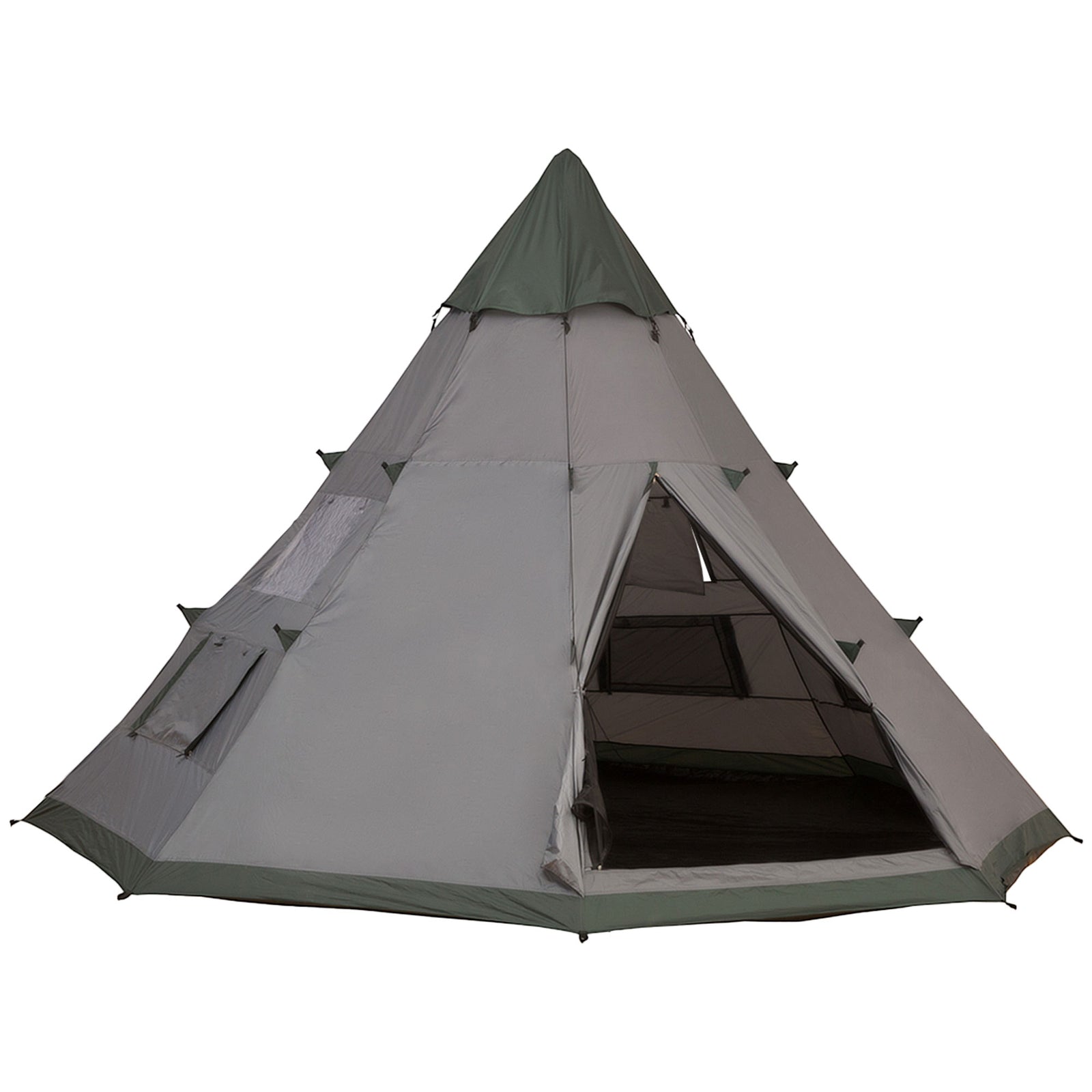 6 Man Tent Metal Poles Water-resistant Walls Windows Door | Gray