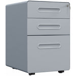 3 Drawer Modern Steel Filing Cabinet With 4 Wheels | One Size | Gray