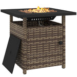 72.7cm Pe Rattan Fire Pit Table For Garden With Rain Cover | Brown